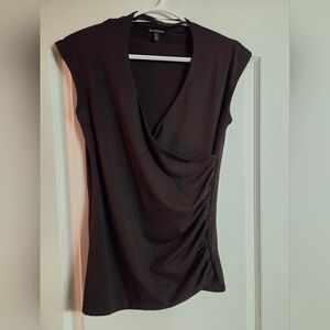 Le Chateau Chocolate Brown Drape Blouse